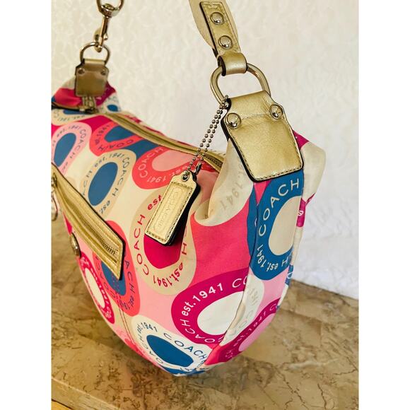 Vtg COACH Purse Poppy Large Hobo Shoulder Bag F15166 - Picture 5 of 9